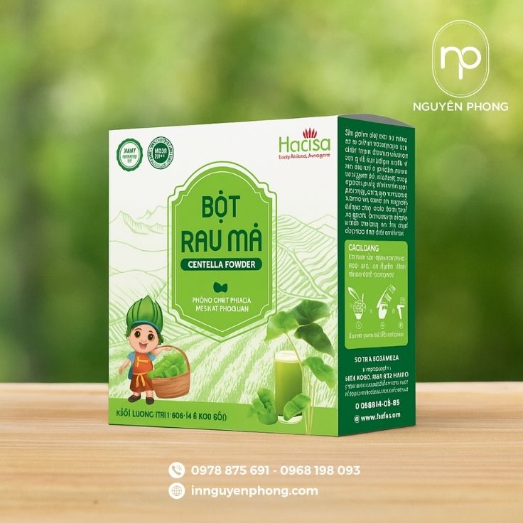 Các kích thước tiêu chuẩn của hộp đựng bột rau má